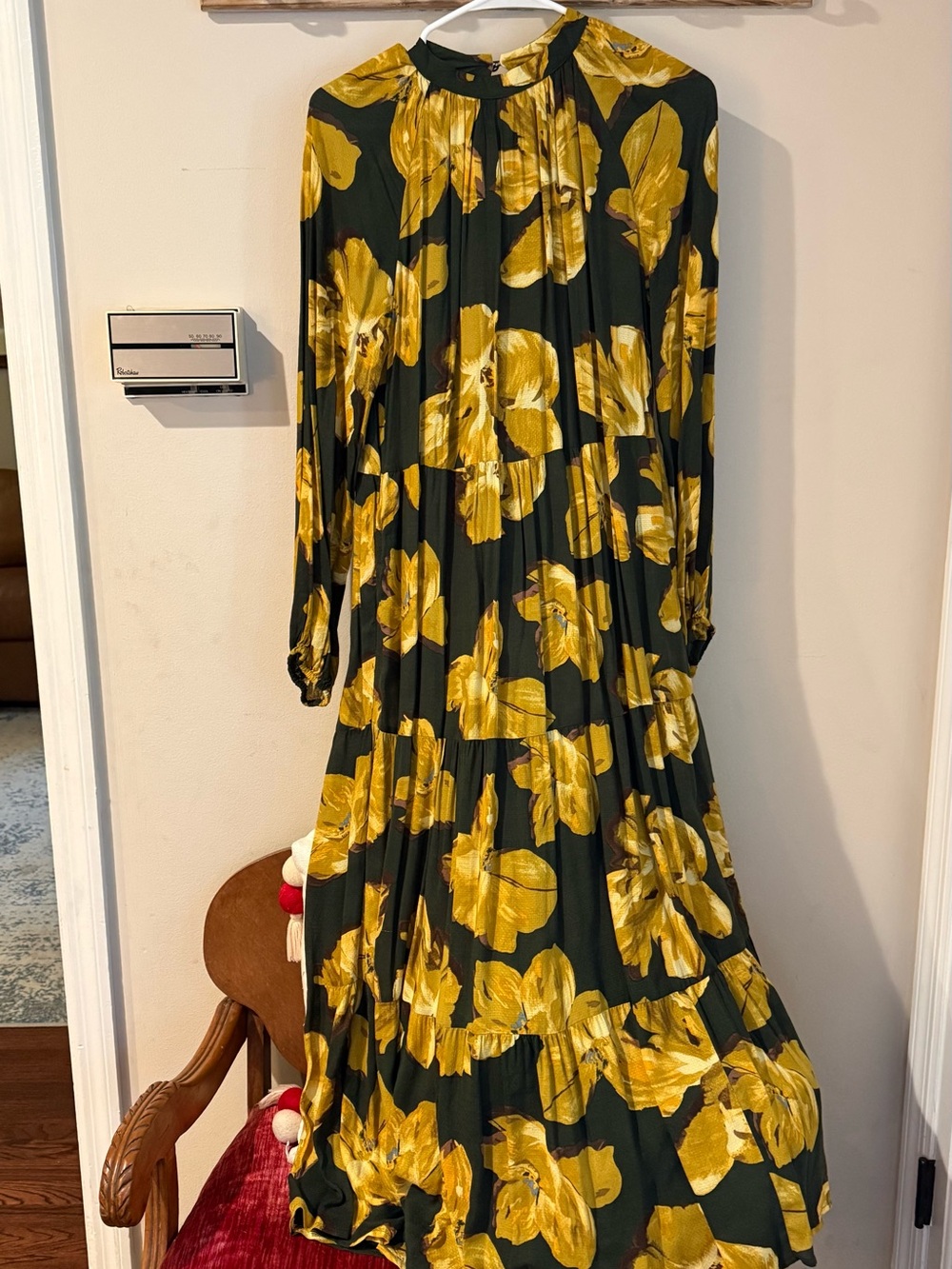 a new day Olive Maxi Dress with Mustard Floral Print